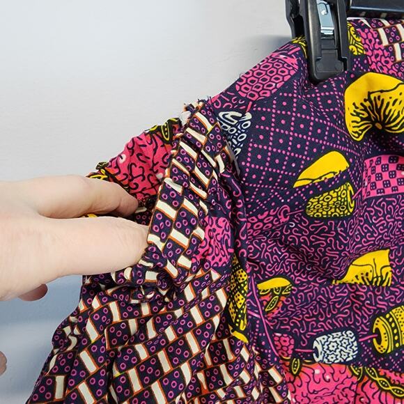 Womens African Ankara Top Size S Flare Sleeve Multicolor Handmade Psychedelic - Picture 9 of 13